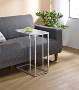 Stella White Glass Top C-Shaped Sofa Side Table Chrome
