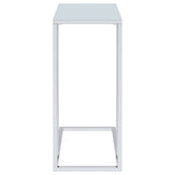 Stella White Glass Top C-Shaped Sofa Side Table Chrome