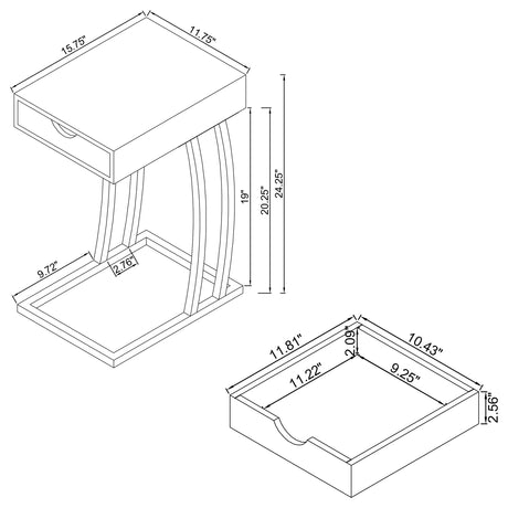 Troy 1-Drawer C-Shaped Side Table with Power Outlet