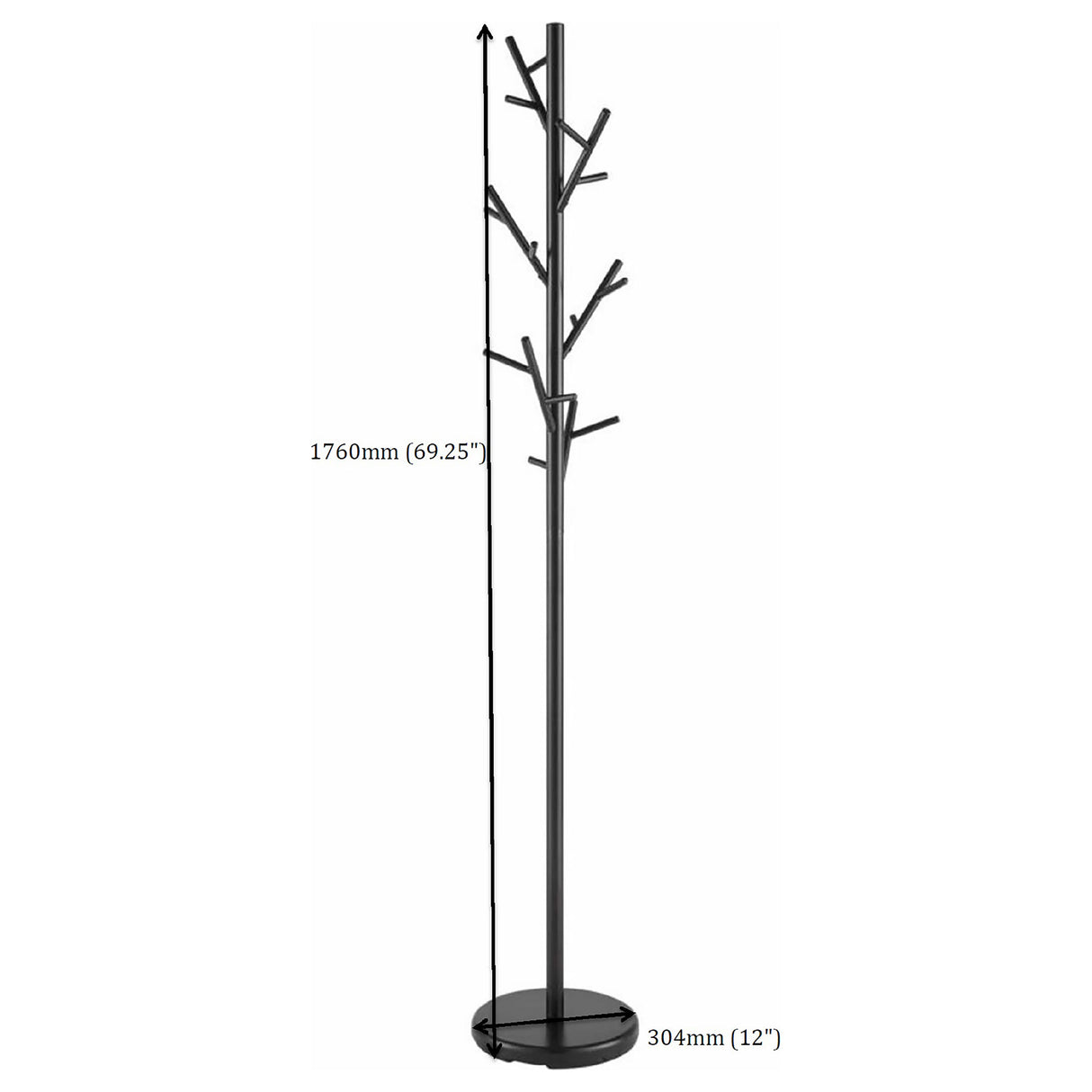 Clover 18 Hook Freestanding Metal Coat Rack, Black