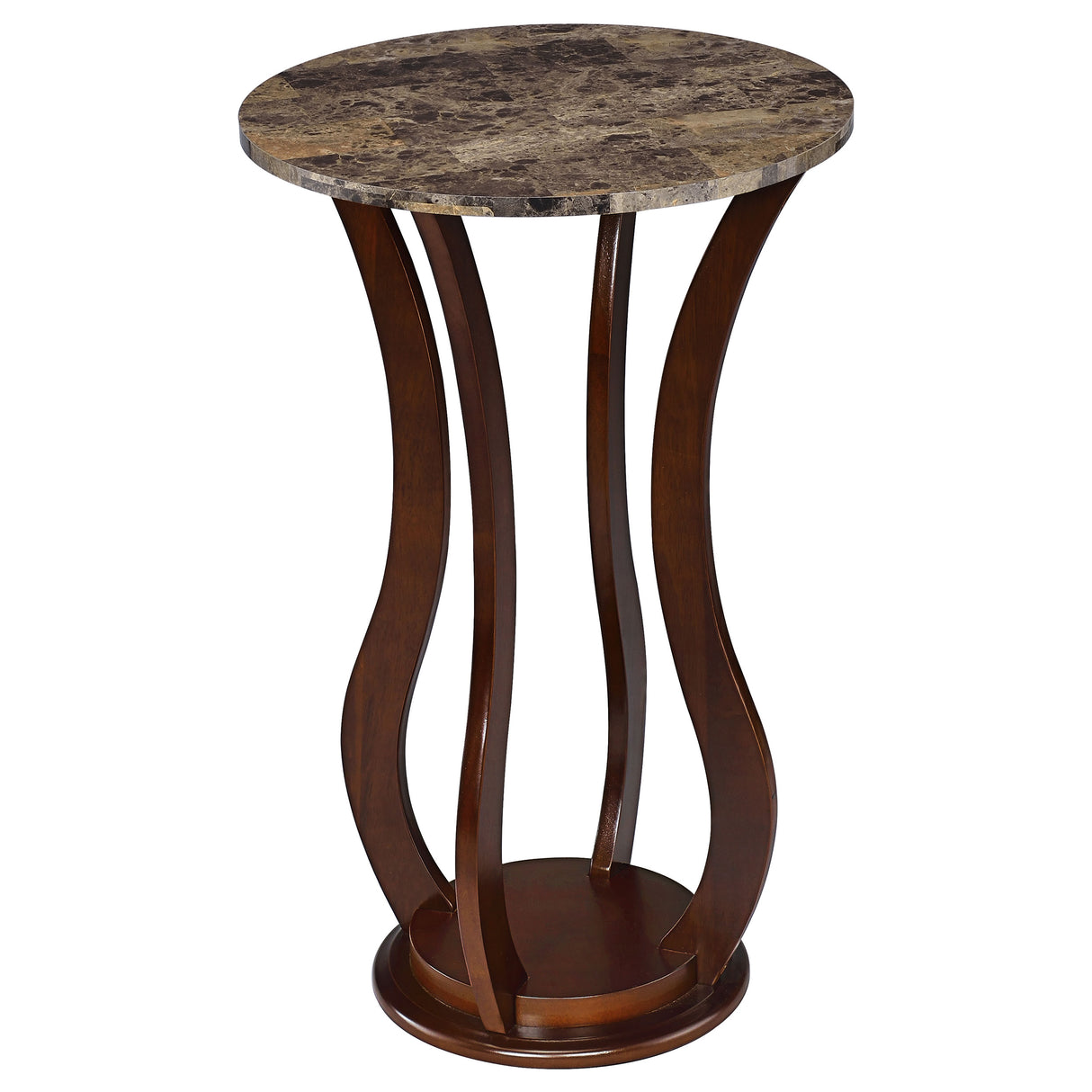 Elton Round Faux Marble Top Plant Stand, Brown