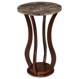 Elton Round Faux Marble Top Plant Stand, Brown