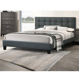 California King Size Tufted Headboard Platform Bedframe, Bedroom Furniture - Charcoal