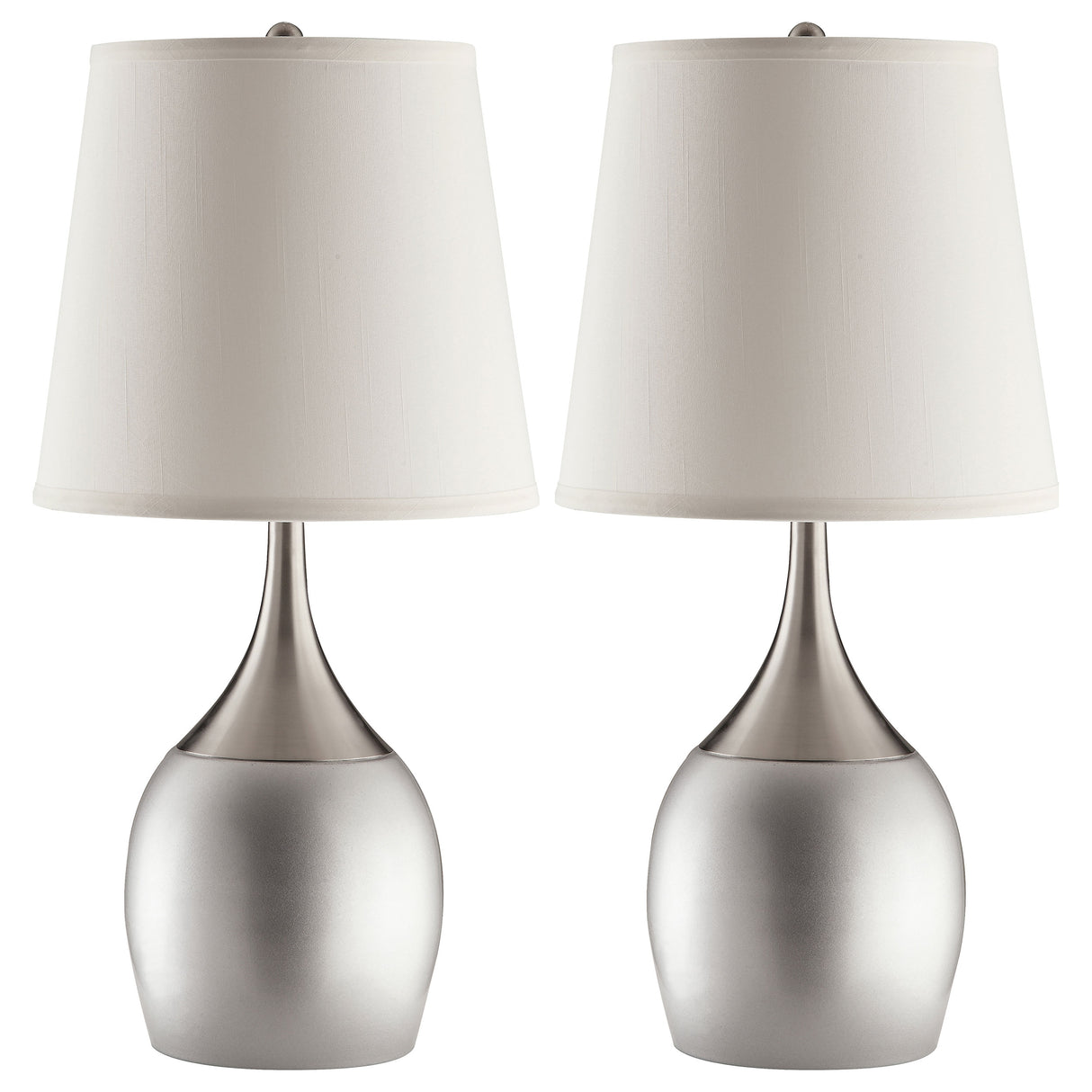 Tenya 24-inch Empire Shade Urn Table Lamp Silver, Set of 2