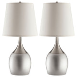 Tenya 24-inch Empire Shade Urn Table Lamp Silver, Set of 2