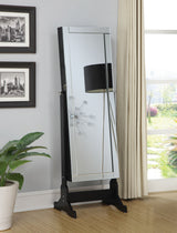 Cortez Cheval Mirror with Jewelry Storage, Black
