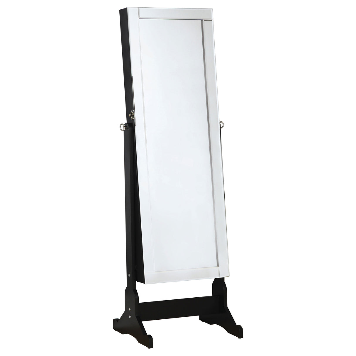 Cortez Cheval Mirror with Jewelry Storage, Black