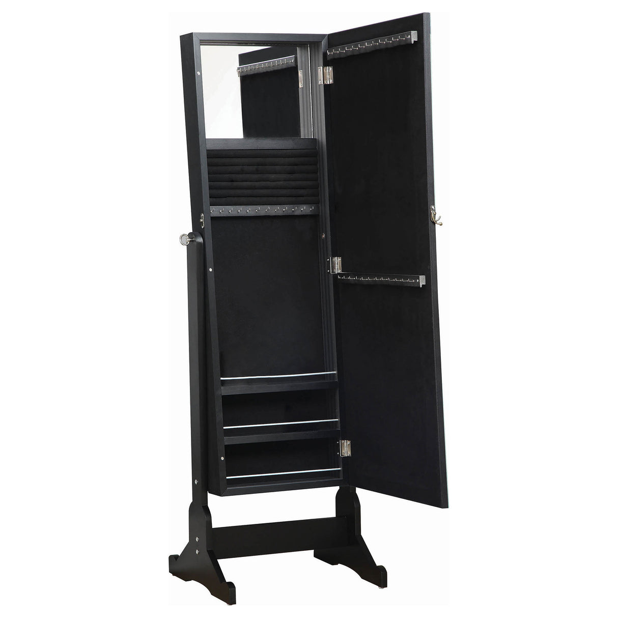 Cortez Cheval Mirror with Jewelry Storage, Black