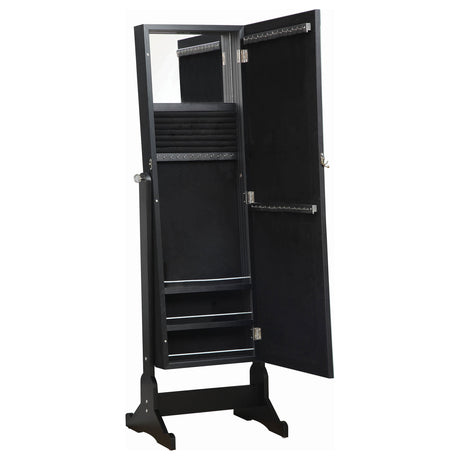 Cortez Cheval Mirror with Jewelry Storage, Black