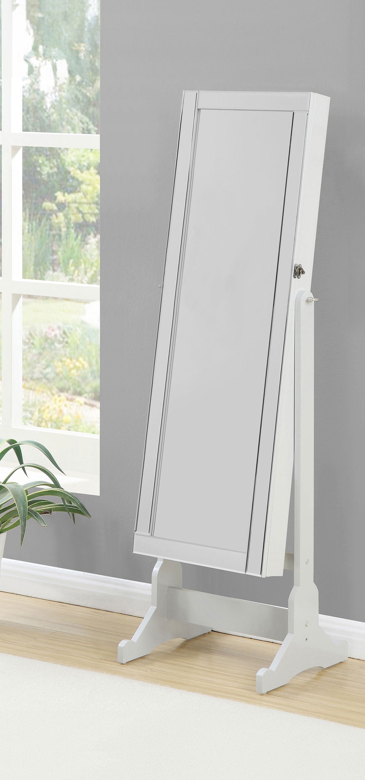 Yvonne Cheval Mirror with Jewelry Storage - Dove Grey