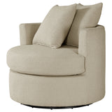 Debbie Upholstered Swivel Accent Chair in Camel