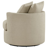 Debbie Upholstered Swivel Accent Chair in Camel