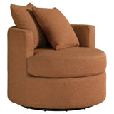 Debbie Upholstered Swivel Accent Chair in Burnt Orange