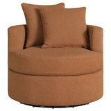 Debbie Upholstered Swivel Accent Chair in Burnt Orange