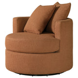Debbie Upholstered Swivel Accent Chair in Burnt Orange