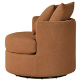 Debbie Upholstered Swivel Accent Chair in Burnt Orange