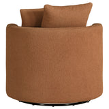 Debbie Upholstered Swivel Accent Chair in Burnt Orange