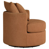 Debbie Upholstered Swivel Accent Chair in Burnt Orange