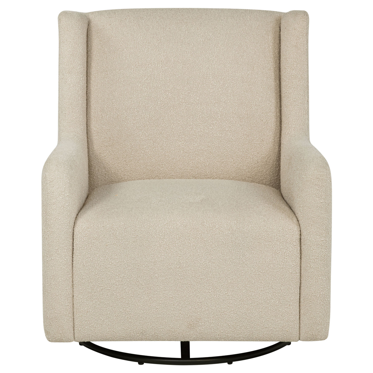 Serra Boucle Upholstered Swivel Glider in Sandy Beige