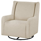 Serra Boucle Upholstered Swivel Glider in Sandy Beige