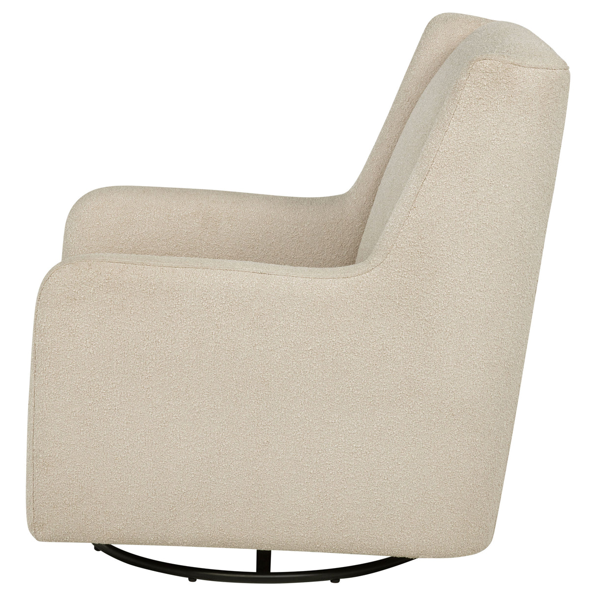 Serra Boucle Upholstered Swivel Glider in Sandy Beige