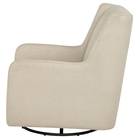 Serra Boucle Upholstered Swivel Glider in Sandy Beige