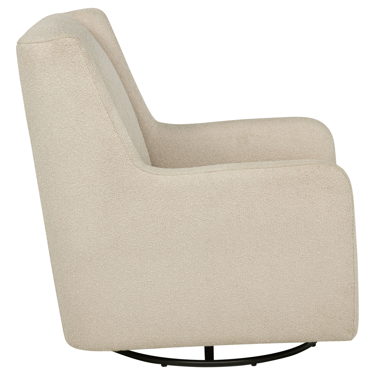 Serra Boucle Upholstered Swivel Glider in Sandy Beige