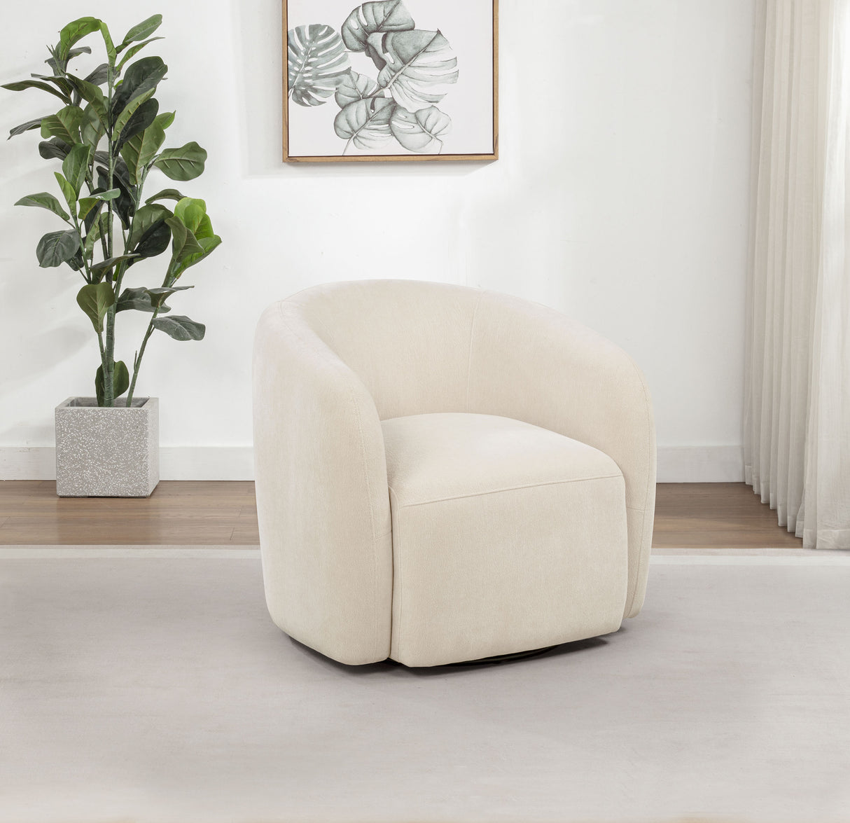 Gerley Chenille Upholstered Swivel Accent Chair - Beige