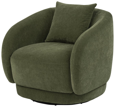 Arnaud Green Chenille Upholstered Swivel Accent Chair