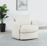 Sarco Corduroy Upholstered Swivel Accent Chair, Ivory