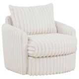 Sarco Corduroy Upholstered Swivel Accent Chair, Ivory