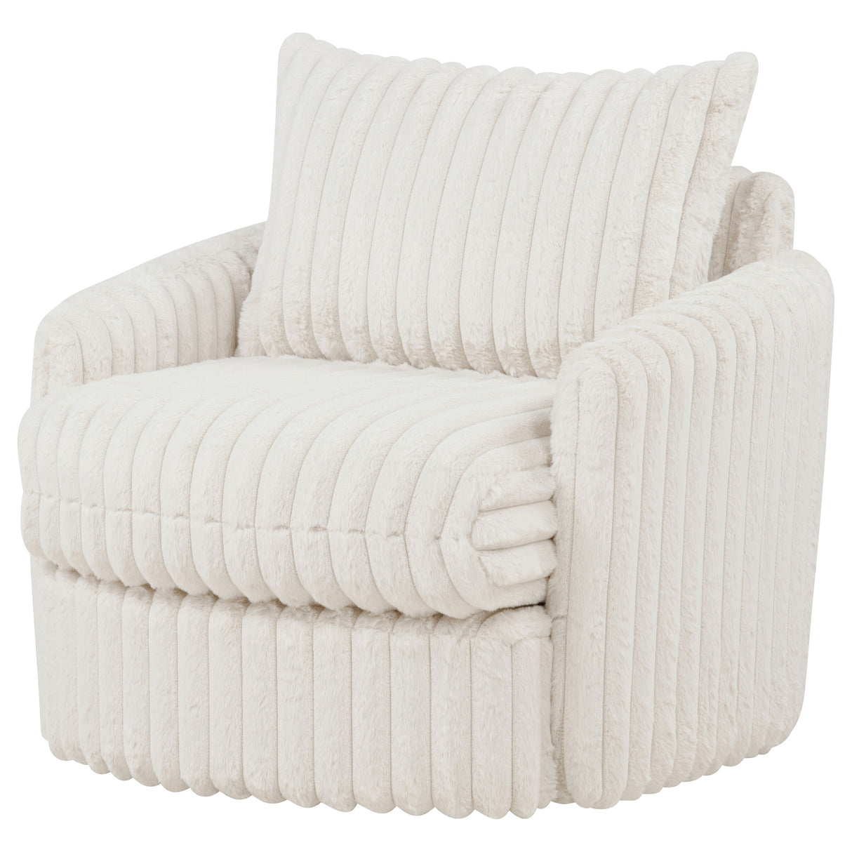 Sarco Corduroy Upholstered Swivel Accent Chair, Ivory