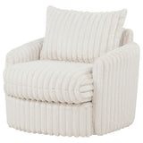 Sarco Corduroy Upholstered Swivel Accent Chair, Ivory