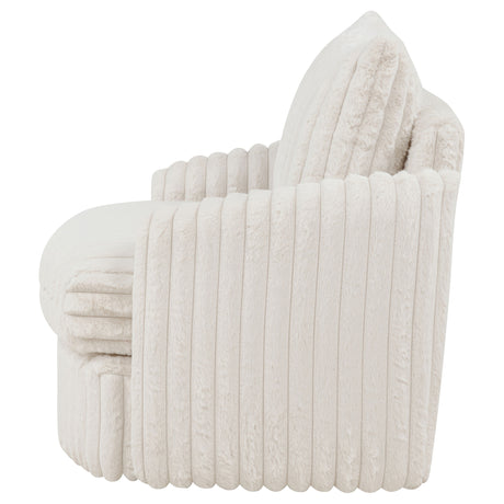 Sarco Corduroy Upholstered Swivel Accent Chair, Ivory