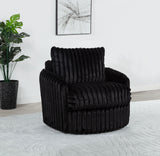 Sarco Corduroy Swivel Accent Chair in Black