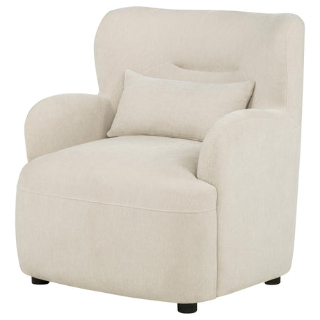Beige Fabric Accent Chair with Tight Back Cushion