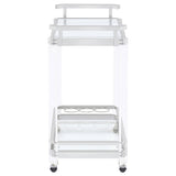 Jefferson 2-Tier Glass Shelf Acrylic Bar Cart Chrome
