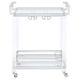 Jefferson 2-Tier Glass Shelf Acrylic Bar Cart Chrome