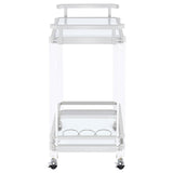 Jefferson 2-Tier Glass Shelf Acrylic Bar Cart Chrome