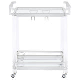 Jefferson 2-Tier Glass Shelf Acrylic Bar Cart Chrome