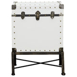 Nancy Upholstered Vintage Side Table Storage Trunk White