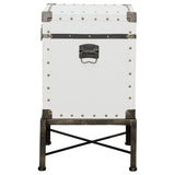 Nancy Upholstered Vintage Side Table Storage Trunk White