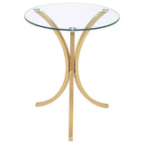 Eloise Round Glass Top Side Table with Gold Curved Metal Base