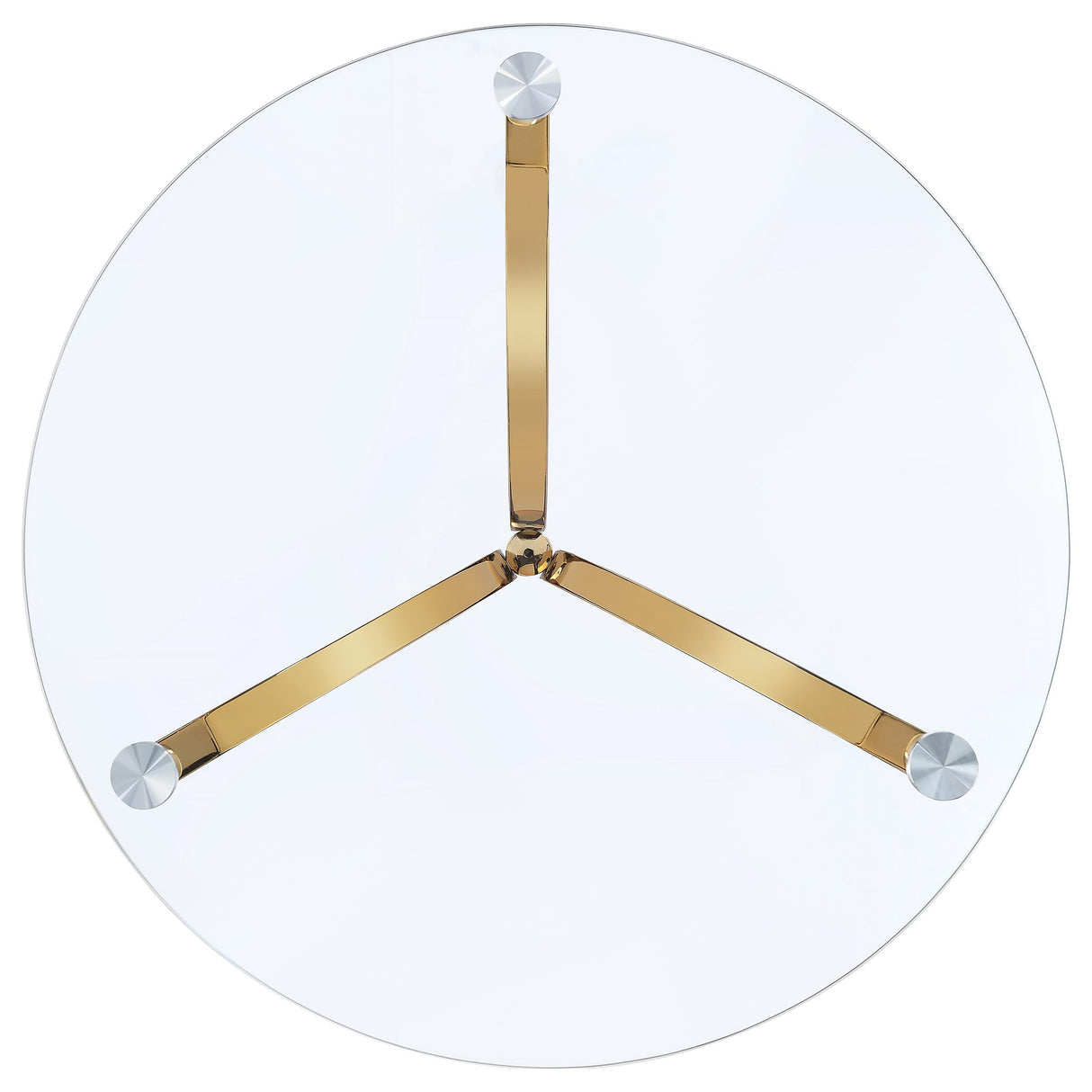 Eloise Round Glass Top Side Table with Gold Curved Metal Base