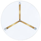 Eloise Round Glass Top Side Table with Gold Curved Metal Base