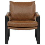 Rosalind Brown Leatherette Track Arm Accent Chair