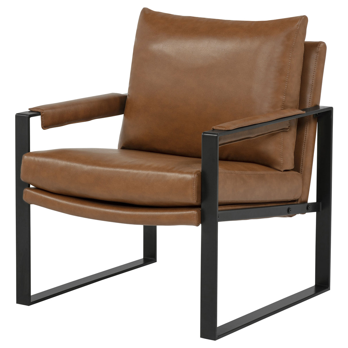 Rosalind Brown Leatherette Track Arm Accent Chair