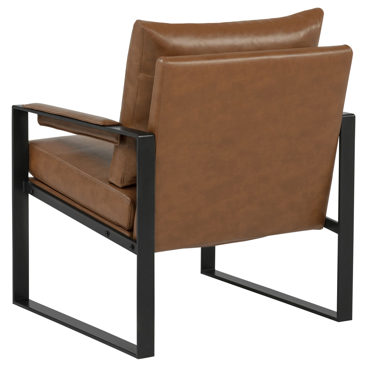 Rosalind Brown Leatherette Track Arm Accent Chair