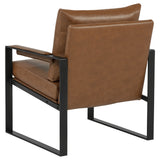 Rosalind Brown Leatherette Track Arm Accent Chair
