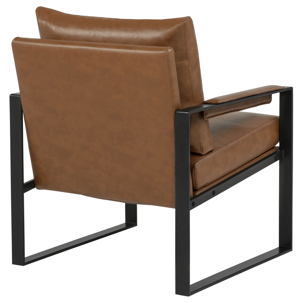 Rosalind Brown Leatherette Track Arm Accent Chair